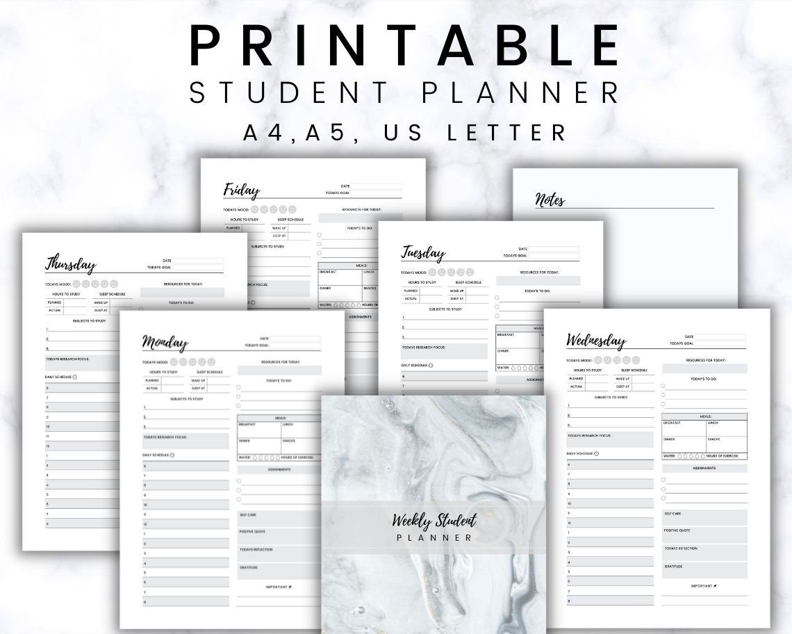 Student Planner Printable, Academic Planner Printable, College Student