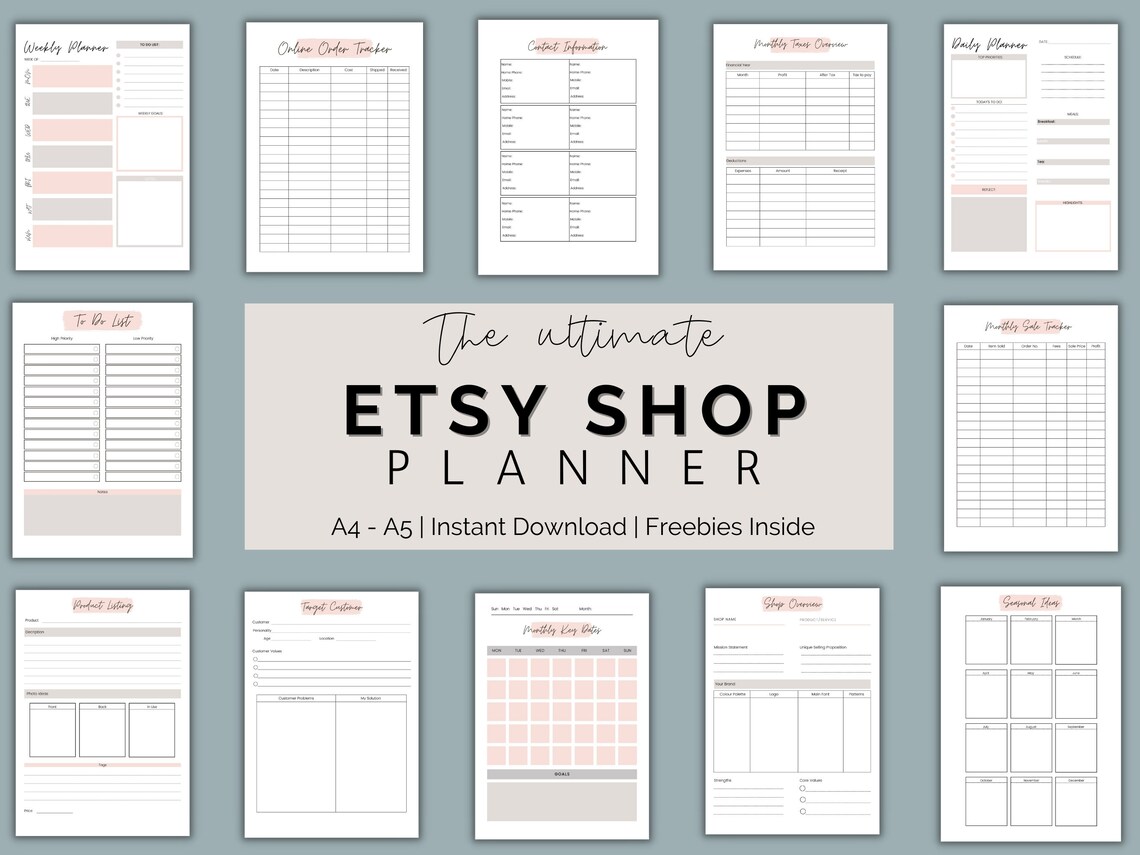 Etsy Business Planner, Etsy Planner Pages, Etsy Printable, Etsy Shop Planner, Etsy Seller ...