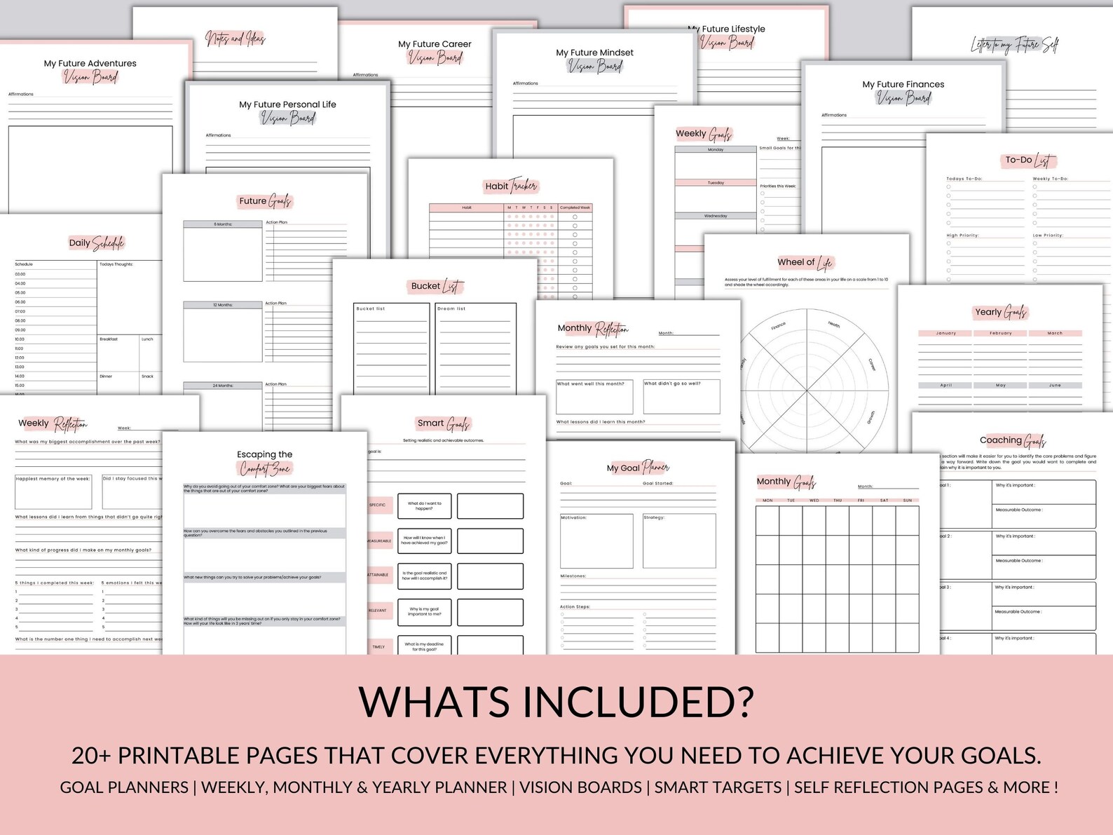 Printable Goal Planner Bundle | A4 A5 Planner Inserts | Goal Setting ...