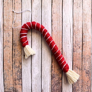 Macrame Candy Cane boomornament Red