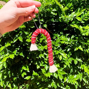 Macrame Candy Cane tree ornament image 2