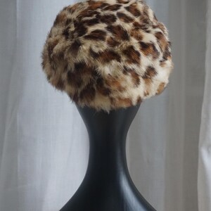 Rabbit Fur Hat Leopard Pattern Spain Beaded Tan Black Leopard hat - Gem main image 3