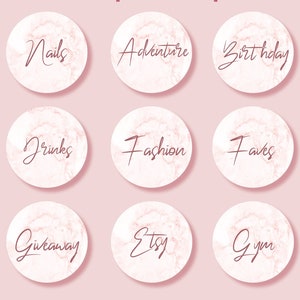 Pink Marble Instagram Highlight Covers | Words Included | 100 HQ Images | Handwritten fonts