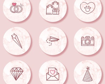 Pink Marble Icons Etsy