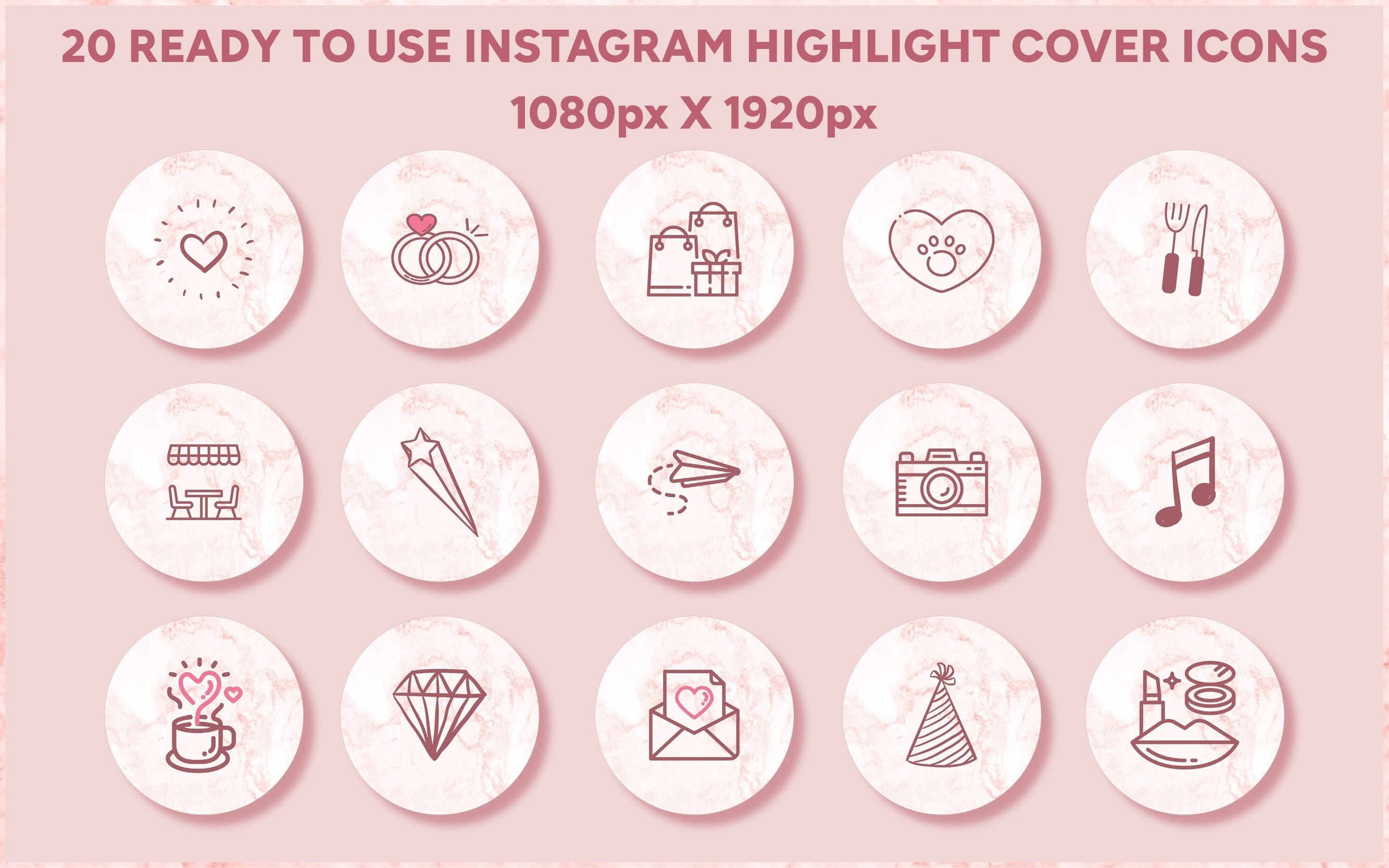 Pink Marble Instagram Highlight Cover Icons Icons Included Etsy UK