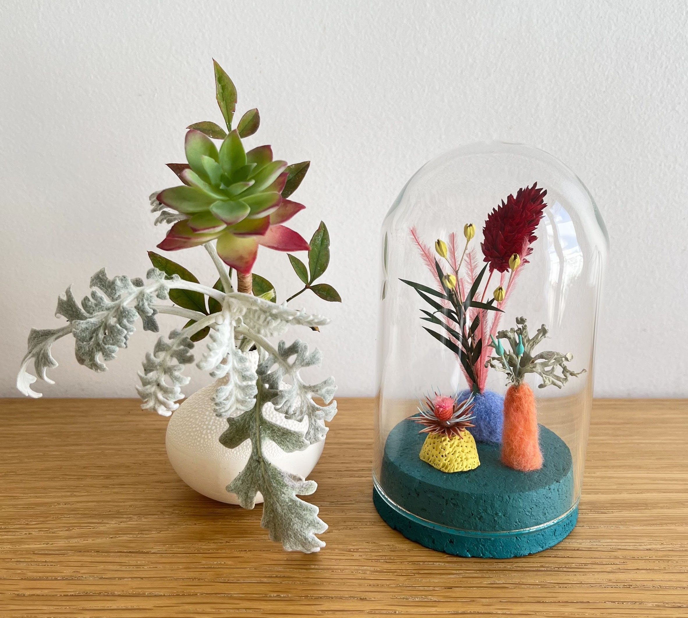 Globe Poétique, Jardin Miniature Fleurs Séchées, Pièce Unique/Microcosme 160