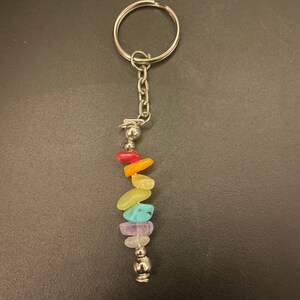 Pride Month Crystal Chakra Keychain, Stacked Chakra Chipped Keychain, Gemstone Keychain Accessory