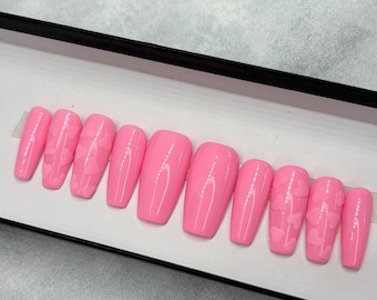 Pink Heart Press on Nails