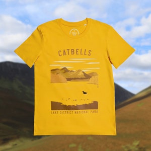 Unisex Lake District T-Shirt - Catbells (Yellow)