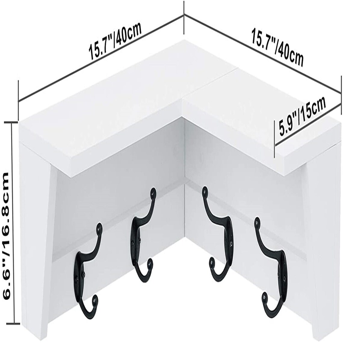 Wall Mounted Corner Shelf with Hooks Corner Floating Shelf Etsy