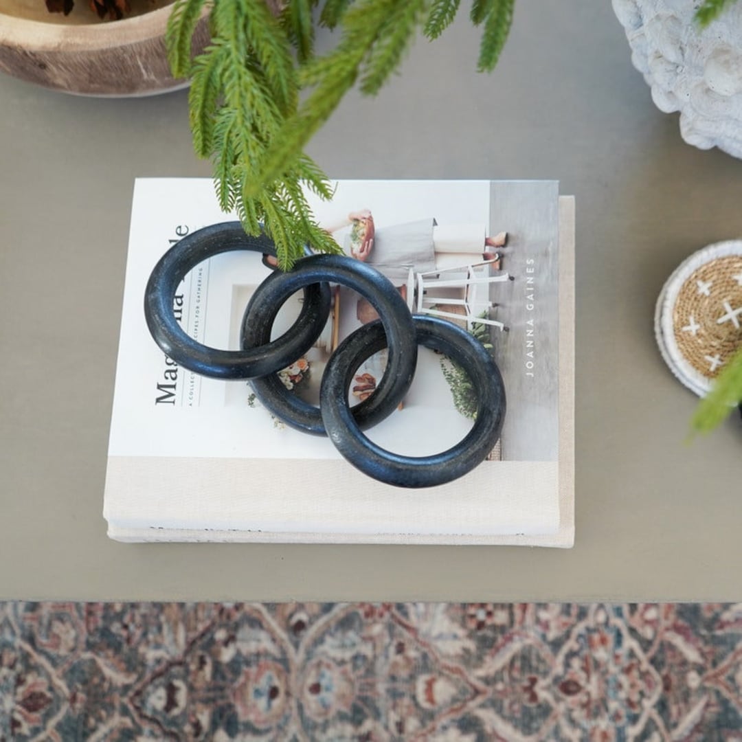 Black Marble Circle Link Decoration Etsy