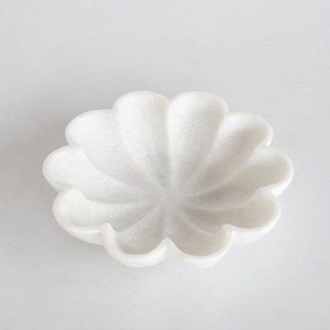 Handcrafted Marble Decorative Bowl Ripple Marble Bowl White Marble Flower Bowl Decorative Marble Scallop Bowl Ruffled Marble Bowl 6 Inches