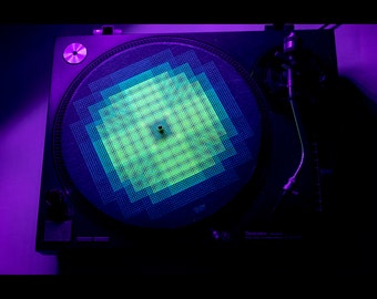Pair of 12" UV / Blacklight Active Turntable Slipmat PAIR - Glowtronics Sacred Pixels