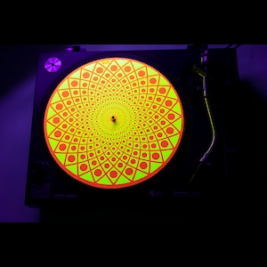 Pair of 12" UV / Blacklight Active Turntable Slipmat PAIR - Glowtronics Micro Dots