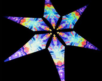 Custom UV/Blacklight 6-Petal Star Canopy - Festival Canopy - Print Any Design