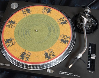 12" Cork Turntable Slipmat - Glowtronics - Rasta Lion