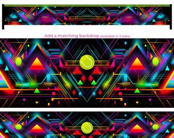 Premade UV Blacklight Tennis Net Cover & Backdrop – Pick Your Design – Perfect for Glow Parties