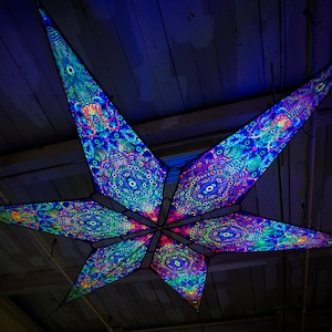 UV / Blacklight Reactive 6 Petal Star Canopy - Inner Vision by Andrii Averin / Psychedelic Ceiling Wall Festival Party Decor