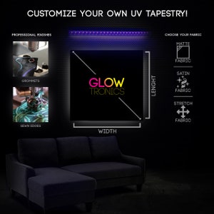 CUSTOM UV / Blacklight TAPESTRY - Any Photo /Design /Art Any Size - Print on Demand - Tapestry /Fabric Posters /Banners /Backdrop /Wall Art