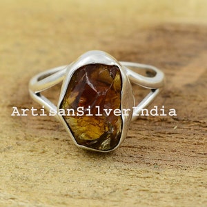 Natural Raw Citrine Ring, Sterling Silver Ring, Raw Gemstone Ring, Statement Ring, Women Ring, Rough Citrine Ring, Wedding Ring, Dainty Ring