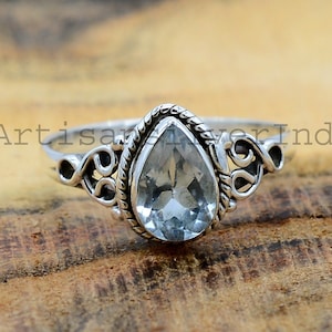 Natural Aquamarine Ring, Blue Aquamarine Ring, Aquamarine Promise Ring, Engagement Ring, Wedding Ring, Women Rings, Aquamarine Jewelry.