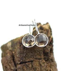 Smoky Quartz Earring, Everyday Earring, Smoky Earrings, 925 Sterling Silver Jewelry, Gemstone Earrings, Dainty Minimalist, Gift for Wedding.