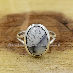 Natural Dendrite Agate Ring, 925 Silver Ring, Dendrite Opal Ring, Promise Ring, Statement Ring, Wedding Gift, Engagement Gift, Ring For Her.
