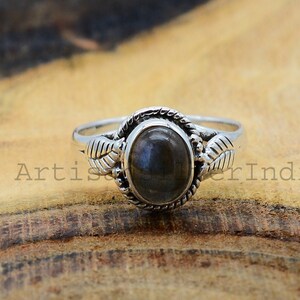 Natural Labradorite Ring, Blue Fire Labradorite Silver Ring, 925 Silver Ring, Dainty Ring, Fidget Ring, Women Boho Ring, Birthday Gifts