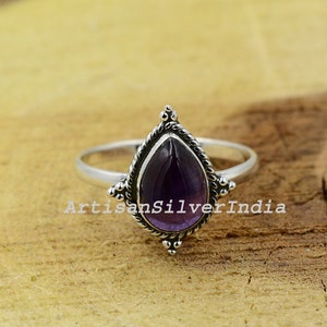 Purple Amethyst Ring, Amethyst Gemstone Ring, Solitaire Ring, Purple Amethyst Ring, February Birthstone, Handmade Jewelry, Gift for Her