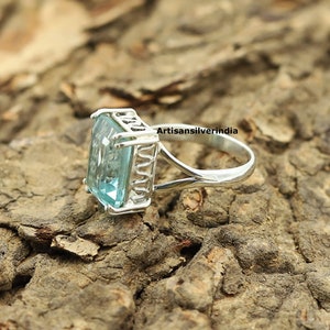 Aquamarine Ring-Aquamarine-Solitaire Ring-Engagement Ring-Aquamarine Birthstone Ring-Filigree-925 Sterling Silver Ring, Jewelry, Rings,Gift