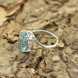 Aquamarine Ring-Aquamarine-Solitaire Ring-Engagement Ring-Aquamarine Birthstone Ring-Filigree-925 Sterling Silver Ring, Jewelry, Rings,Gift