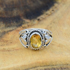 Natural Citrine Ring: Oval Gemstone, 925 Sterling Silver