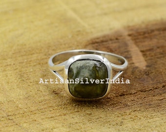 Handgefertigter Regenwald Jaspis Ring: 925 Sterling Silber Ring