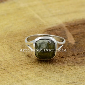 Rain Forest Jasper Ring, 925 Silver Ring, Jasper Gemstone Ring, Cushion Ring, Dainty Ring, Handmade Ring, Gift For Her, Womens Jewelry.