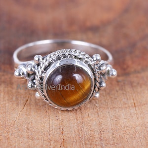 Natural Tiger Eye Ring, Statement Ring, Tiger Eye Stone Ring, Dainty Ring, Jewelry For Her, Tiger Eye Jewelry, Birthday Gift, Wedding Gifts.