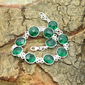 Smaragd Armband: Handgefertigtes 925 Sterling Silber Mai Geburtsstein