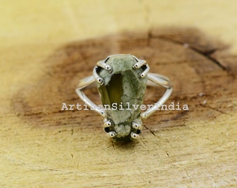 Regenwald Silberring, 925er Silber Ring, Sarg Ring, Regenwald Jaspis Ring, Zierliche Ringe, Versprechen Ringe, Geschenk für sie, Boho Schmuck.