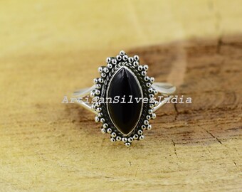 Black Onyx Marquise Ring: Oxidized 925 Sterling Silver Statement Ring