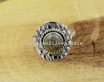 Regenwald Jaspis 925 Sterlingsilber Ring: Handgemachter Boho Schmuck