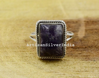 Handgemachte Lepidolith 925 Sterling Silber Ring: Handgemachter Schmuck