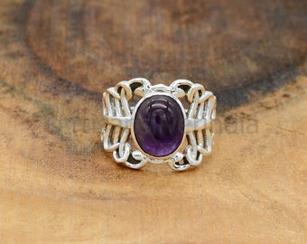 Natural Amethyst 925 Sterling Silver Ring: February Birthstone