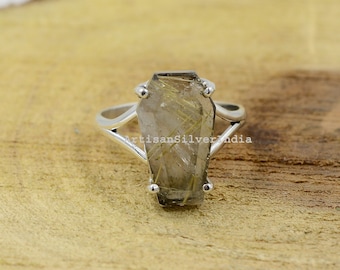 Bague cercueil, bague cercueil en rutile doré, bague en argent 925, cadeau pour elle, bague femme, bague cercueil en argent, bague de tous les jours, bague de fiançailles.