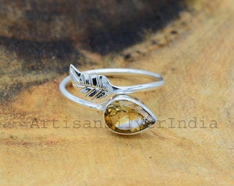 Genuine Citrine Silver Ring, Citrine Gemstone Ring, Handmade Ring, November Birthstone, Women Ring, Dainty Ring, Fidget Jewelry for Her.