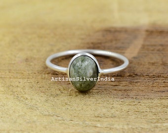 Handmade Rain Forest Jasper Ring: 925 Sterling Silver Dainty Stacking Ring