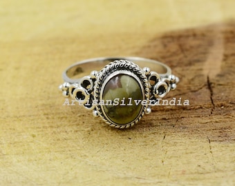 Handgemachte Regenwald Jaspis Ring: 925 Sterling Silber Statement Ring