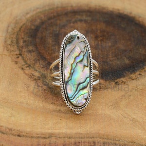 Abalone Shell Ring, Gothic Ring, 925 Silver Ring, Solitaire Ring, Shell Gemstone Ring, Wedding Ring, Ring For Mom, Antique Ring, Boho Rings.