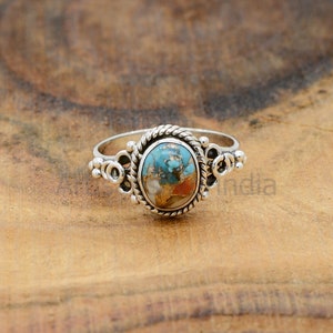 Oyster Turquoise Ring, 925 Silver Ring, Gemstone Ring, Turquoise Ring, Copper Turquoise Ring, Everyday Ring, Promise Ring, Gift for Her.