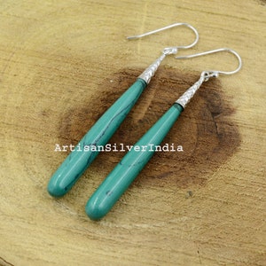Turquoise Earrings, 925 Silver Earrings, Dangle Earrings, Gemstone Earrings, Longdrop Earring, Women Earring, Bridesmaid Gifts, Boho Jewelry