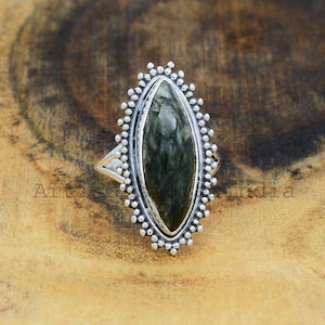 Seraphinite Ring, Seraphinite Jewelry, Gemstone Ring, Silver Jewelry, 925 Silver Ring, Women Ring, Wedding Ring, Statement Ring, Women Ring.