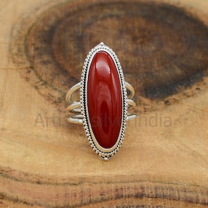 Red Coral Ring, 925 Silver Ring, Bohemian Ring, Gemstone Ring, Antique Ring, Everyday Ring, Coral Ring, Birthstone Ring, Statement Ring.